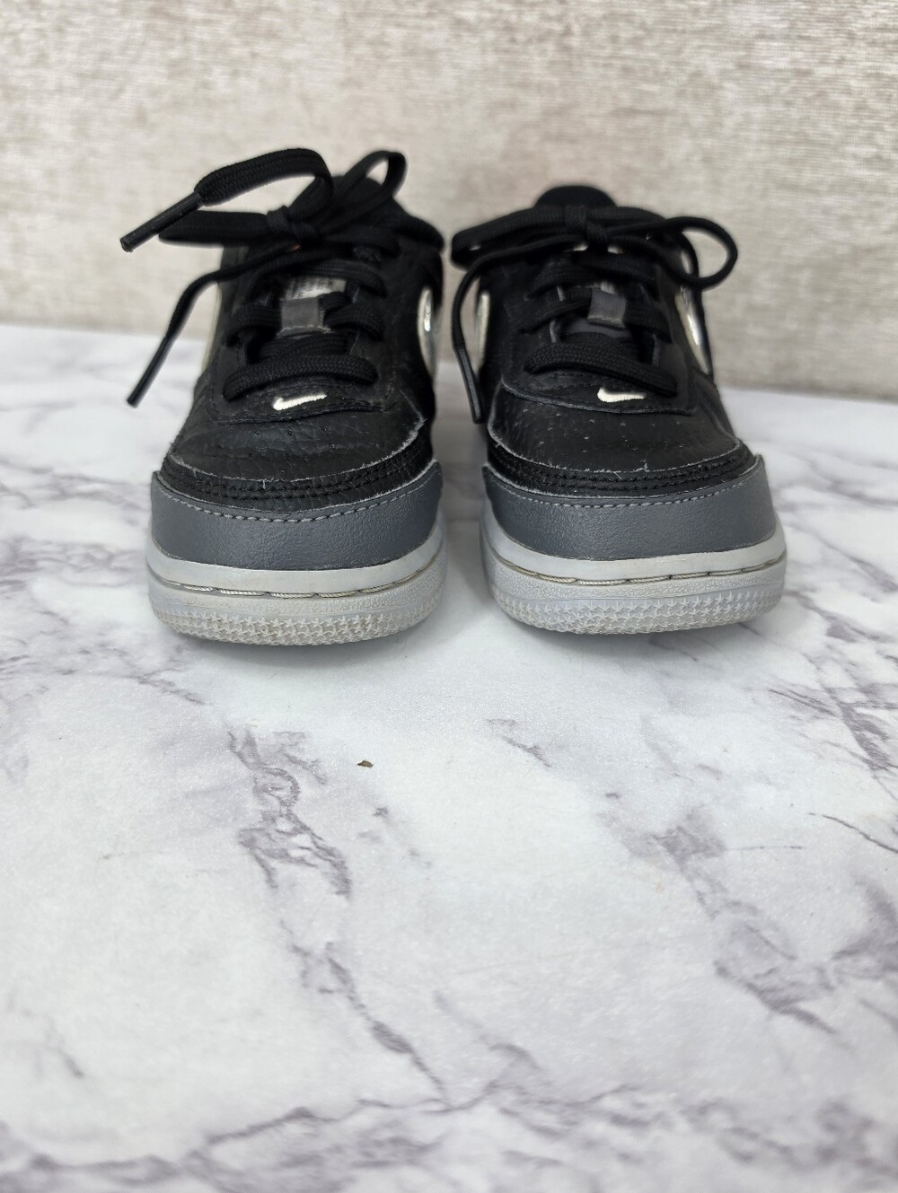 Nike Air Force Lv8 Kids Black & Gray Low-Top Sneakers with Orange Accent - Picture 6 of 11